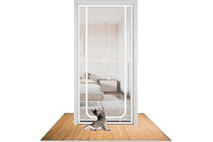 WMYYLX Kratka dla kotów, drzwi balkonowe, bezpieczne dla zwierząt domowych, drzwi z siatki do salonu, pogrubiona, odporna na koty, siatka zapobiega bieganiu kotów, do sypialni, kuchni, na taras (biała, 90 x