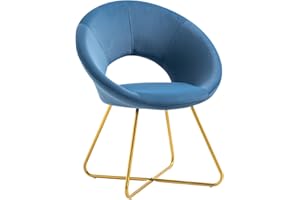 IL GRUPPONE PASSIONE CASA Poltrona Tonda Camera da Letto in Velluto Design Moderno, Sedia Imbottita Circolare con Gambe in Metallo Placcato Oro - Poltroncina per Salotto con Seduta Morbida Modello Grace - Blu