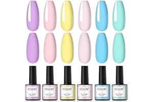 ROSALIND Esmaltes Semipermanentes Pastel de Uñas en Gel UV LED, 6 Colores Kit de Pintauñas Semipermanente, Esmaltes en Gel Soak Off 10ml
