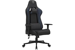 SENSE7 Silla Gaming Spellcaster, sillón ergonómico con Cojines lumbares Ajustables, ángulo de inclinación y función de balanceo, Silla de Oficina de Tela para 150kg, Gaming Chair Negro-Azul