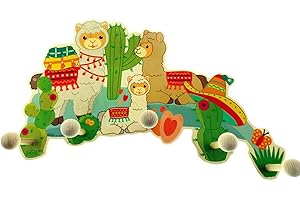 Hess Wooden Toy Lama Series 30348 Wooden Wardrobe with 5 Hooks for Children Approx. 35 x 21 x 6.5 cm Handmade as an eye-catcher in any nursery or hallway