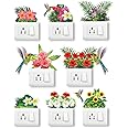 AH Decals Artway India Wall Art, Fridge Light Switches Floral Beautiful Grass Flowers Butterfly Vinyl Wall Reusable Self Adhesive Sticker -Set Of 5, Botanical