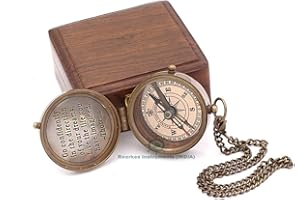ROORKEE INSTRUMENTS (INDIA) A NAUTICAL REPRODUCTION HOUSE RII Solid Brass Compass | Antique Nautical Design with Thoreau Quote | Directional Magnetic Compass in Rosewood Case | Portable Pocket Size for Outdoor Adventures | Inspirational Gift for Collectors