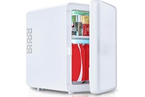 VIYSPNV Mini Frigo 4L per Cosmetici e Cura della Pelle, Frigorifero Portatile con Funzione di Raffreddamento e Riscaldamento per Auto e Casa, 220V AC 12V DC Frigorifero da Letto e Uffici