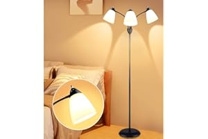 Depuley 3-Light Floor Lamp, Modern LED Standing Floor Lights with E27 Bulbs Base, Adjustable Reading Light for Bedroom, Living Room, Library, Office, Matt Black(Bulb Not Include)