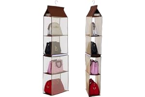 DEARJANA Confezione da 2 organizzatore Borsa appesa Staccabile 4 compartimento Borsa Raccolta organizzatore Chiaro Spazio salvando Gli organizzatori del Soggiorno nella Camera da Letto di casa Brown