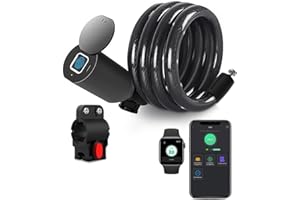 eLinkSmart Candado de cable de acero para bicicleta con huella digital, resistente al agua, candado de cable de 150CM para bicicleta de montaña, bicicleta de carretera, puerta, puerta, carro