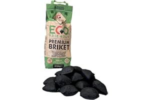 HOLYHOME Carbonella di Legna 100% Faggio 2.5 kg - Carbone Biologico per Barbecue, Grill, Grigliata InstaGrill o Barbecue da Tavolo Senza Fumo | Garantisce Brace per 12/14 Persone