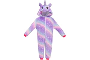 KAKU NANU Unicorn Onesies for Girls 2-10 Years,6 Colors Sleepsuit Onesies with Zipper and Pockets Unicorn Gifts For Girls