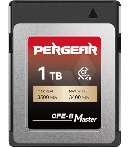 Pergear CFexpress 4.0 - Cartes Mémoire Type B - Jusqu'à 3500 Mo/s En Lecture Et 3400 Mo/s En écriture - Pour Enregistrement Vidéo 8K RAW (Master