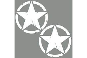 Pimastickerslab Kit Adesivi 4x4 off Road Stella Militare US Army Scegli Colore e Misura -cod. 1653- (010 Bianco, Diametro 25 CM)