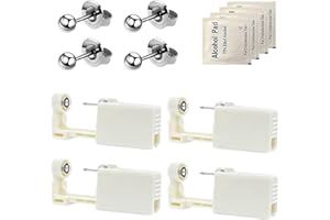 Dzxin Kits de piercing, 4 piezas de pistola de perforación de oreja, kit de pistola de perforación desechable con aretes de tuerca, herramienta de seguridad para perforación de oreja y nariz (gris