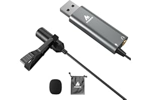 MAONO AU-411 Lavalier USB-A Microphone à condensateur électret omnidirectionnel avec Prise Casque 3,5 mm