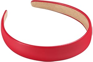 WantGor 1 Zoll PU Leder Stirnband, breite gepolsterte Haarband Mode Haarbänder niedliche Frauen Stirnbänder Urlaub DIY Haarzubehör (Rot, M)