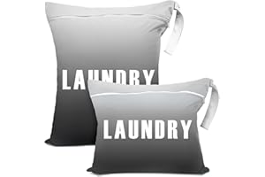 PASHOP Groß Wäschesack Reise Kleiner Wäschesack Wasserdicht Wetbag Wäschebeutel Mit Griffen, Nasstasche Schmutzwäschebeutel für Fitnessbekleidung, Nasse Kleidung (Schwarz Grau)