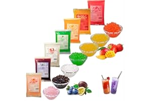 ‎PANDA MEISTER Bubble Tea 4,2kg Popping Boba Mix - 7 x 600g Packung Boba Fruchtperlen - Glutenfrei Boba Perlen - Erdbeere, Blaubeere, Maracuja, Apfel, Litschi, Mango, Pfirsich
