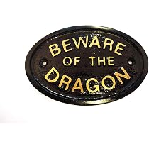 Targa In Metallo Retrò Beware Of Dragon 30x20 Cm | Cartello In Alluminio Per Esterni E Interni