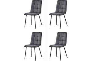 mcc direct Set of 4 Faux Matte Suede Leather Dining Chairs With metal Legs home& restaurants henri - Dark Grey