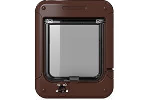 Cat Mate Katzenklappe mit drehbarer 4-Wege-Verriegelung (358) – Vielseitig verschließbare Tür für kleine bis mittelgroße Katzen, geeignet für Einfach-/Mehrfachverglasung UPVC Wand und Holz Braun