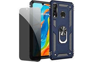 JOYTAG Schutzhülle kompatibel mit Huawei P30 Lite, Blau, Schutzhülle mit Displayschutzfolie aus Sichtglas, Anti-Spionage-Schutz