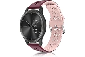 KoGiio 20mm Armband für Garmin Forerunner 165/Garmin Forerunner 165 Music/Garmin Vivoactive 5/Vivomove Trend/Venu Sq 2 Music, Beidseitig Damen Silikon Weich Mode Ersatzband Uhrenarmband - Rot & Rosa