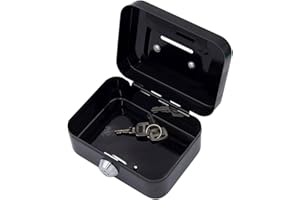 Dubbulon Money Box With Key - Lockable Small Metal Cash Box | Portable Money Tin With 2 Keys | Metal Cash Box Safe Lock Box Money Bank | Metal Cash Box For Perfect Secure Storage For Loose