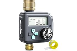 RAINPOINT Programador Riego Automatico con Entrada y Salida de Latón, Temporizador Riego con 3 Horarios, Programable por Semana/Intervalo de Horas y Días, Programador de Riego para Jardín, Césped