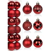 Yenigeldi 12'Li Kırmızı Yılbaşı Topu 3 Cm, Noel Ağacı Topu, &Ccedil;am Ağacı Topu, Kırmızı