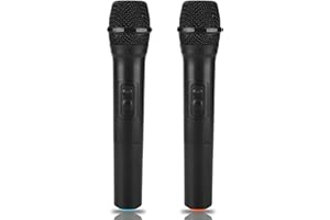 FOCKETY cigemay Combinazione microfono senza fili 2 microfoni universali con supporto VHF con ricevitore, microfono wireless karaoke, microfono per cantare in famiglia Ktv, feste, discorsi
