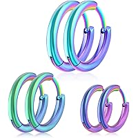 Orecchini A Cerchio Neon Anni 80 - 3 Paia, Cerchio 6 Cm, Colorati, Per Feste E Costumi