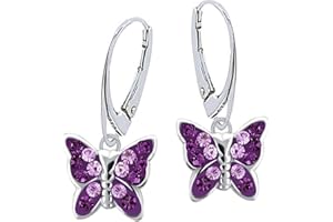 GOLDENE HUFEISEN Boucles d'oreilles papillon en argent 925 véritable pour fille et enfant