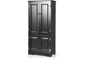 GIANTEX Armario Multifuncional de Dormitorio con 4 Puertas, para Baño, Cocina, Sala De Estar Y Estudio, 58,5 x 32 x 123 cm (Negro)