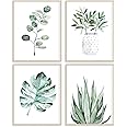 Plant Print Leaf Wall Art for Living Room, Canvas Prints Poster 8x10 Prints Unframed Set of 4, Botanical Prints Sage Wall Decor