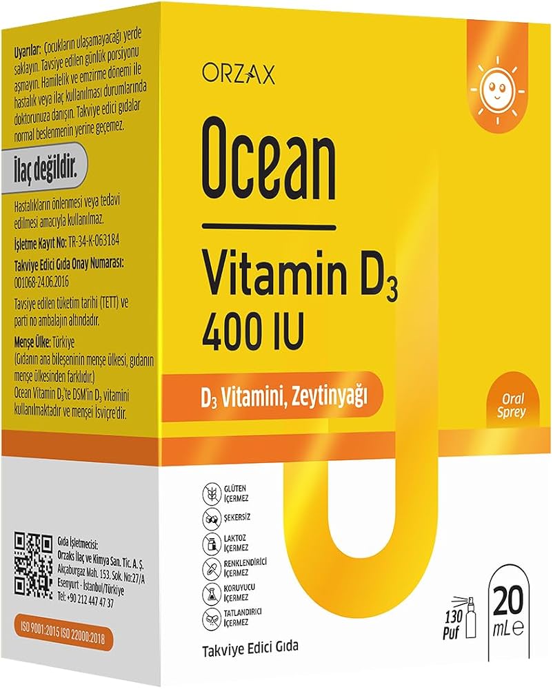 Ocean Vitamin D3 400 IU 130 Puf Oral Sprey (1 x 20 mL)