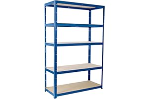 G-RACK 180 cm x 120 cm x 40 cm, niebieski 5 poziomów (175 kg na półkę), pojemność 875 kg bardzo szeroki regał do przechowywania szopy garażowej, 5 lat gwarancji