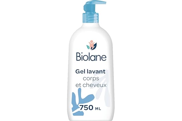 BIOLANE - Gel douche bebe corps et cheveux 2 en 1 - 750ml - 97% Origine Naturelle - Doux - Peaux Sensibles - Fabriqué en France