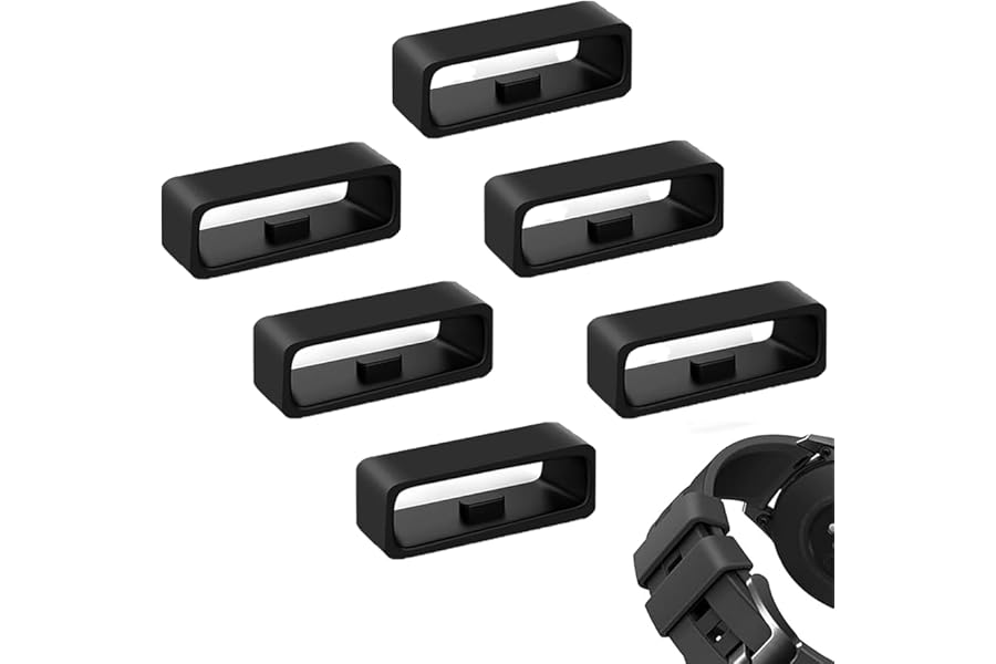 HX YUEGOUHUI 6 Pcs Silicone Watch Strap Loops 22mm Soft Secure Band Keepers Replacement Retainers for Garmin Fenix 5/6/7/8 47mm Forerunner 935/945/955 Approach S60/S62 Smartwatch Bands