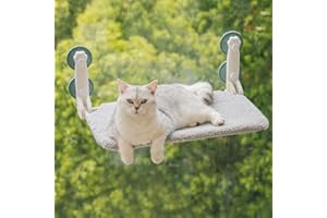 MEWOOFUN Amaca per Gatti da Finestra Pieghevole Amaca Gatto Finestra con Ventosa Forte Tappetino Reversibile fino a 18kg (Grey M Paw-52x30x20cm)