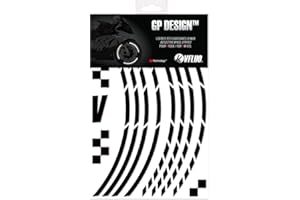 VFLUO GP DESIGN™, motorcycle retro reflective wheel stripes kit (1 wheel), 3M Technology™, 7 mm width, Black