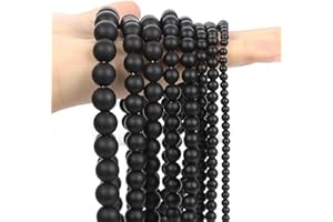 ONLY FAITH 94 Perles rondes en pierres naturelles agate noire onyx mat pour la fabrication de bracelets bijoux fantaisie avec trou, colliers (8 mm agate noire (onyx mat))