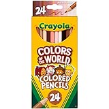 CRAYOLA Colours of the World - Matite Colorate, Confezione da 24, Colori Multiculturali Assortiti nei Toni della Pelle, 68-46