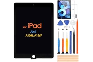 ARSSLY Pour écran iPad Air 2 - Écran LCD Dsiaplay + Assemblée du verre de l'écran tactile digitizer + Outils de réparation, compatible pour iPad 6 2014 A1566 A1567 (Noir)