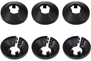 DTGN 47x13mm(DxT) Pipe Cover Decoration - 6Pack - Good for Bathroom Kitchen 15mm Dia Pipe - PP Plastic Escutcheon - Black