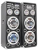 Das Lautsprecher Set besitzt drei 6,3 mm-Klinke-Mikrofoneingänge, die für Einsätze in den Bereichen Sprache und Gesang wie z.B. auf Märkten oder beim Karaoke Battle verwendet werden können.