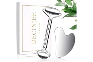 PQETBV Masajeador Gua Sha Facial, Herramienta facial en forma de corazón y facial roller set, para el cuidado diario de la piel, eliminación de arrugas, masaje corporal, forma de la barbilla