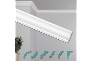 HEXIMO Corniches de Plafond Modernes en Polystyrène XPS Blanc, 2 Mètres Moulures en Polystyrène Moulures Décoratives Angles (30 mètres ZG13)