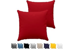 Dreamzie Federa Cuscino (Set di 2) - Rosso Cotone - Per i Cuscini 65 x 65 cm - 100% Jersey di Cotone - Federa da Cuscino - Copri Cuscino per Letto - Fodera Protezione per Cuscino