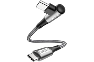 Silkland Cable USB C a USB C Corto 30CM [240W 48V/5A], PD3.1&QC4.0+ Cable USBC Carga Rapida 90 Grados para Android Auto, iPhone 17 16 15, Samsung S25 Ultra S24, MacBook Pro/Air, iPad Pro/Mini, Pixel