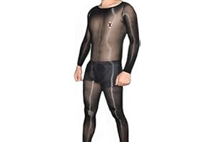 HTRUIYATY Herren Glänzende 8D Ganzkörperstrumpfhose Men Overall Jumpsuit Bodystocking Elastische und stylische Bodysuit
