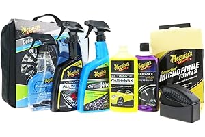 Meguiar's Kit d’Entretien Voiture Deluxe V2 – Kit Complet avec Sac de Rangement – Lavage, Cire, Vitres & Jantes
